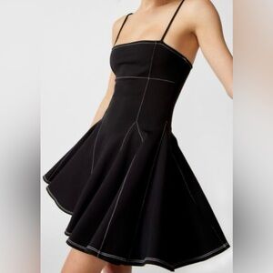 Spaghetti Strap Black Fit-and-Flare Dress
